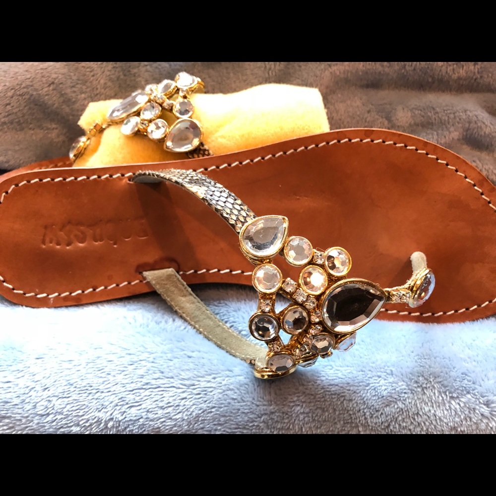 Jeweled sandal with snake band